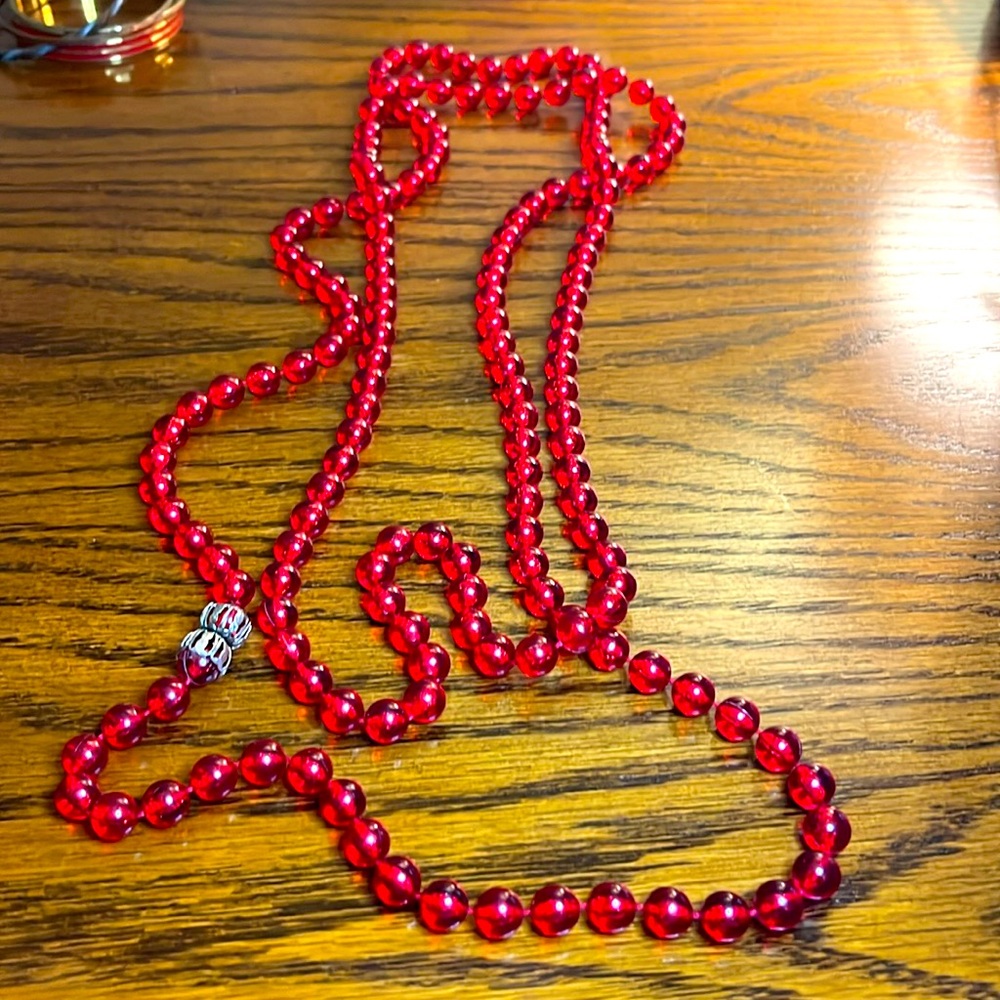 Vintage Long Red Layering Necklace